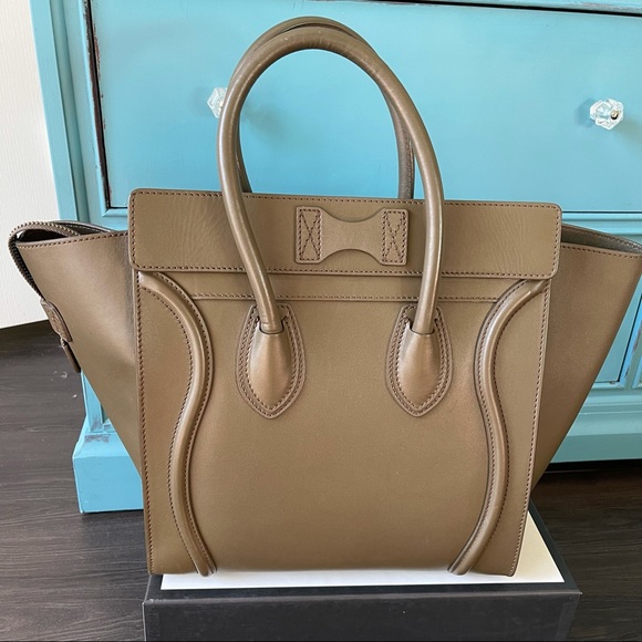 Sold CELINE 💚 LUGGAGE MINI OLIVE GREEN TAUPE - Picture 14 of 16